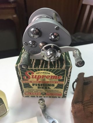 Vintage Pflueger Supreme 1573 Fishing Reel With Box,  And Extra’s