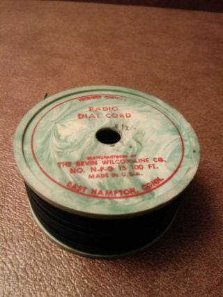 Vintage Bevin Wilcox Radio Dial Cord Cable On Plastic Spool Made In Usa