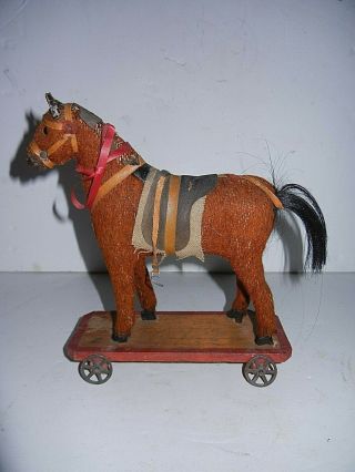 Sweet Antique German Horse Pull Toy