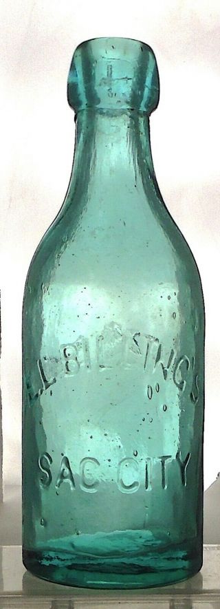 E.  L.  Billings Sacramento California Antique Blob Top Soda Bottle.  Applied Top