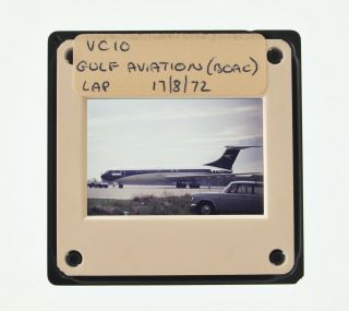 35mm Slide Aircraft 1972 Vickers Vc10 Gulf Aviation (boac) At Heathrow A64