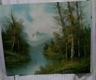 Vtg•r.  Thomas Signed Creekbed Landscape Oil Painting On Canvas•impression•24x20