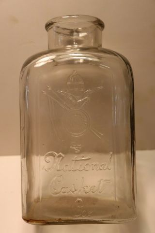 Antique Large 60oz Embalming Bottle National Casket Co.