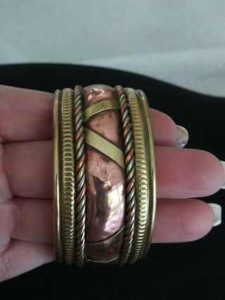 Vtg.  Copper& Brass& Silver Cuff Bracelet