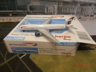 506465 Herpa Wings 1/500 Diecast Airliner Model British Airways Boeing 777 - 200