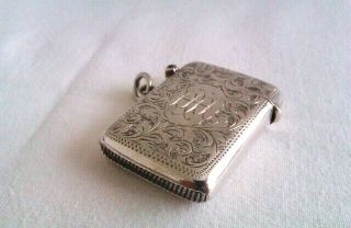 Rare & Beautifully Engraved Solid Silver Victorian Vesta Case John Hines 1900