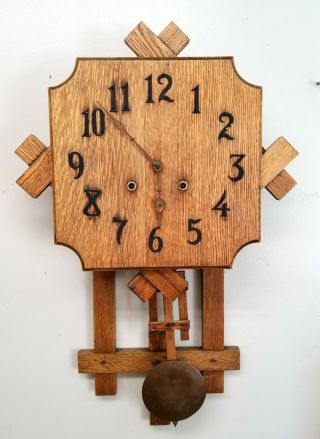 Antique Oak 8 Day Time And Strike Mission Clock Awesome