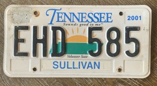 2001 Tennessee License Plate “sounds Good To Me” Sullivan Ehd 585