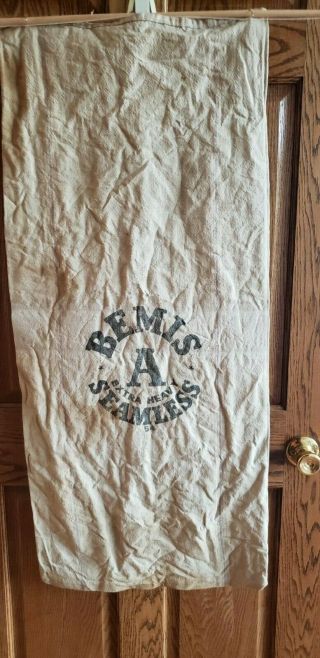 Vintage Canvas Bemis Grain Bag Old Feed Sack