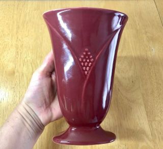 Vintage Art Deco Design Maroon Color Ceramic Vase by Trenton Art Pottery NJ 1930 2