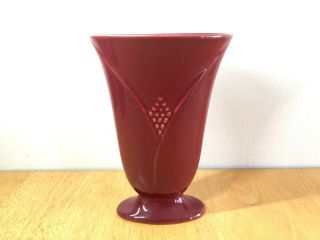 Vintage Art Deco Design Maroon Color Ceramic Vase by Trenton Art Pottery NJ 1930 3