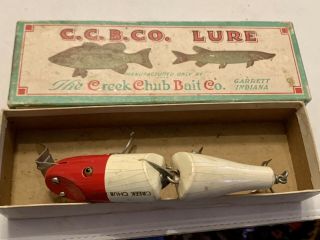 5502 Creek Chub 6”jointed Pikie Minnow Lure White With Red Head Classic W Box
