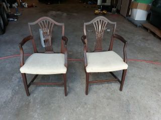 Pair (2) Vintage Art Deco Upholstered Arm Chairs