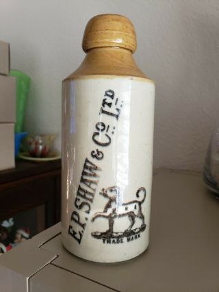 Vintage Antique Stoneware E P Shaw & Co.  Ginger Beer Bottle