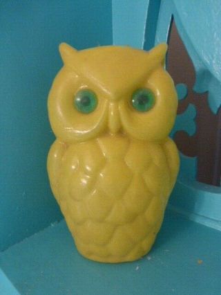 Vintage Halloween Owl Light Cover Blow Mold Yellow Green Eyes 6.  5 " Decoration