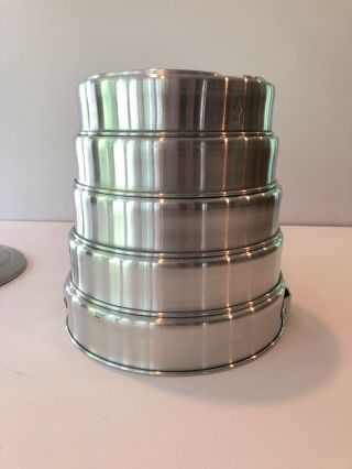Set 5 Vintage Tier Deep Aluminum Cake Pans - Made In Korea