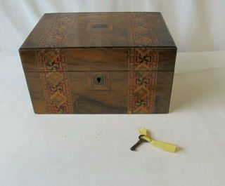 Vintage Wooden Empty Storage Box Case Jewellery With Case
