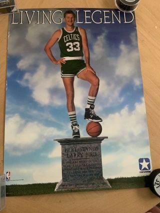 Vtg Converse Larry Bird Boston Celtics Living Legend Basketball Nba Poster 1988