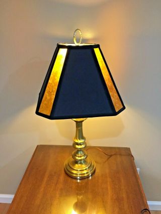 Vintage Mid - Century Modern Black And Brass Candlestick Lamp