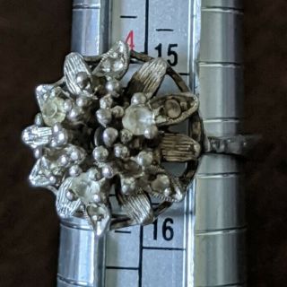 Vintage 925 Sterling Silver Floral Cluster Ring Size 5
