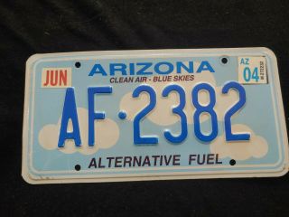 Arizona Alternative Fuel License Plate Af 2382