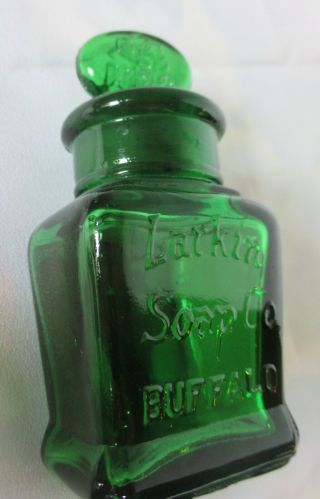 Vintage Larkin Soap Company Buffalo Emerald Green Bottle W/ Monogram On Stopper