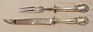 Antique Sterling Silver Handle Sheffield Carving Fork & Knife Set