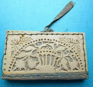 Antique Sewing Needle Book.  Wool Pages To Hold The Needles,  Ribbon Tie.