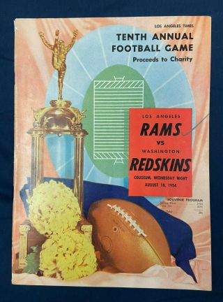 Vintage 1954 Nfl Washington Redskins @ Los Angeles Rams Football Program - Aug 18