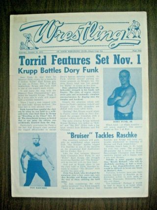 St Louis Wrestling Program 11/1/74 Funkvskrupp - Mo.  Belt Bruiser Cholak Raschke