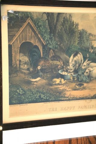 THE HAPPY FAMILY FRAMED Currier & Ives Lithograph C2709 2