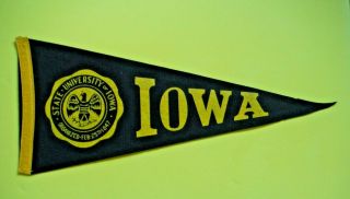 Vintage 1950’s University Of Iowa Hawkeyes Pennant/seal/26 1/2”/excellent Cond.