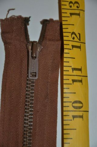 Vintage Talon Heavy Duty Military Zipper - 12 " Brown