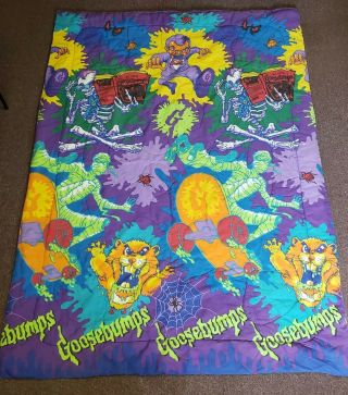 Vintage Goosebumps Rl Stine Twin Size 64x86 Purple Comforter Blanket W/slappy