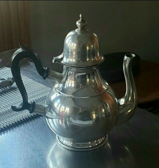 Vintage Kirk Annapolis Pewter 608 Six Cup Coffee / Teapot Unique Handle