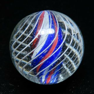 Caged Solid Core Faceted Pontil 63/64 " (. 98 ") Antique German Handmade Marble