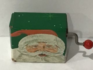 Vintage - Sankyo “santa Claus” Mini Wind Up Crank Music Box Made In Japan
