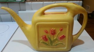 Vintage Union Products Yellow Flower Hard Plastic Watering Can Retro