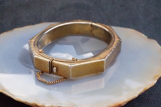 Antique Austrian Art Deco Lady Cuff Bangle Bracelet Lady Jewelry Rolled Gold 2