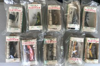 10 Helin’s Fly - Rod Flatfish Lures : Boxes.  8 Inserts.