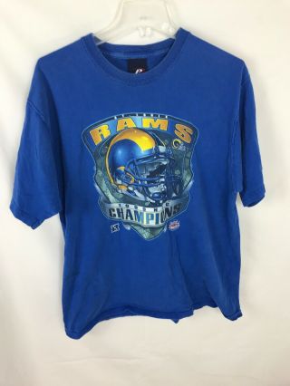 Vintage St Louis Rams Nfl Nfc Champs T Shirt Blue Pro Player Size Men 