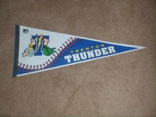 Vintage Minor League Baseball Pennant - Trenton Thunder Nj.  29 Inches No Pinholes
