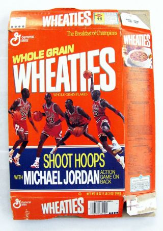 Michael Jordan 1991 Wheaties Box Shoot Hoops 18 Oz Flat Empty Series 8 Ex