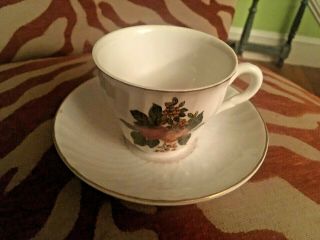Set 4 Vintage Enoch Wedgwood English Harvest Fine China Tea Cups & Saucers