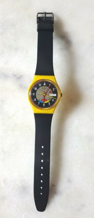 Swatch Watch Yamaha Racer Gj 700 Day Date Quartz Vintage Wrist Watch Ag 1985