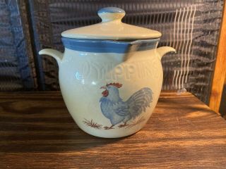 Vintage Gray & Blue Chicken Gravy/soup Bowl With Lid