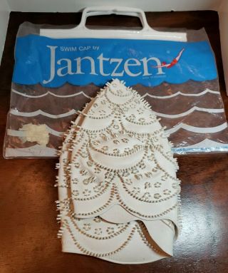 Vintage Jantzen White Textured Swim Cap