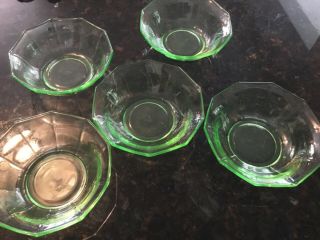 Antique Cambridge Decagon Green (light Emerald) Small Desert Bowls/dishes Qty 5