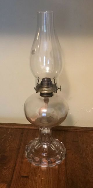 Antique Vintage Eagle Clear Glass Oil Kerosene Hurricane Lamp (3)