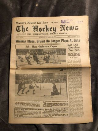 1951 The Hockey News: Nov 17,  Vol 5 No 7,  Montreal / Nyr On Cvr,  Nhl,  Ahl,  Pcl,